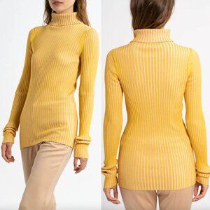 $695 Sies Marjan Yellow Pink Stripe Ribbed Knit Slim Victoire Sweater size L